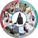 Hoedia Crossbody Sling Bag for Men Women, Shoulder Cross Body Bag EDC Back Pack with Reflective Strip and Multi-pocket