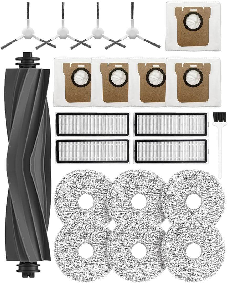 21 PCS Replacement Part for Dreame L10 Ultra /L10s ultra /L10s pro/ L10s Pro Gen 2/ L10 prime; Xiaomi X10+/ X20+ Vacuum Cleaner,1Rubber Main Brush,6Mop Pads, 5Dust Bag,4Filters