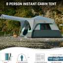 8 Person Instant Cabin Tent, Easy 60 Second Setup Family Tents for Camping, Pop up Camping Tent, Large Waterproof Tents for Outdoor Camping, Spacious Interior, Upgraded Ventilation