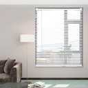 Cordless Vinyl Mini L Blinds 47" W x 64" H, 1" Slat White Horizontal Windows L Blind for Door, Shades, Camper, Light Filtering, Interiors, Arrive 1/2 Inch Narrower Indoor