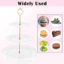 3 Pack 3 Tier Plastic Cupcake Stand, Dessert Cup Cake Holder Tower Reusable Tiered Serving Tray with Metal Rod Pastry Platter for Wedding, Birthday, Tea Party - White Green Pink