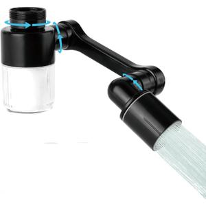 1080Swivel Faucet Extender, Sink Water Faucet Aerator Extension, kitchen sink faucet, Kitchen Rotating Extension with 2 Mode Splash (Black, Extender with filter)