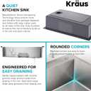KRAUS Fairlane 33-inch Drop In/Top Mount Single Bowl 18-Gauge Stainless Steel Kitchen Sink, KHT640-33