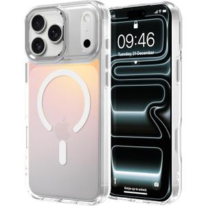 ZIYE Iridescent Case Compatible with iPhone 17 Pro Max Cute Fluorescent Laser Design Shockproof Protective Phone Cover Compatible with Magsafe for Women Girls Men White