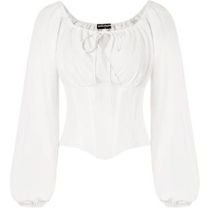 SCARLET DARKNESS Corset Tops for Women Elastic Neckline Renaissance Shirt Peasant Blouse XL