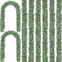 CQURE 72Pcs Eucalyptus Garland,Artificial Eucalyptus Leaves Table Greenery Garland Wreath Vines for Wedding Party Table Fireplace Wall Room Decor