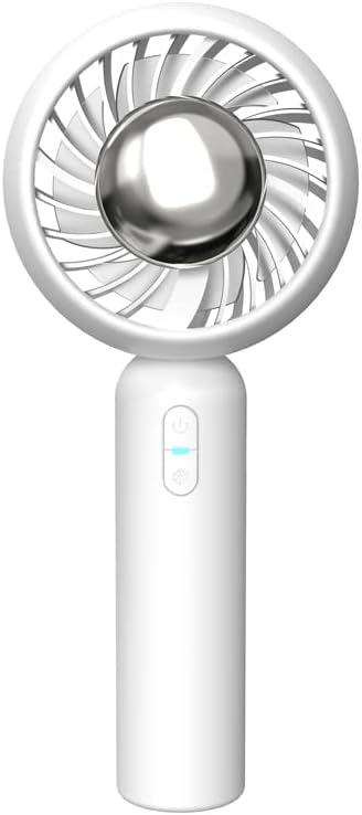 Ice compress fan USB rechargeable portable handheld mini wind portable ice ball cooling small fan (White)