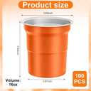 100 Pcs Aluminum Cups Bulk Orange 16 oz Metal Recyclable Aluminum Drinking Cups Disposable and Reusable Cold Drinks Coffee Beers Cup for Outdoor Events Family Festival Party