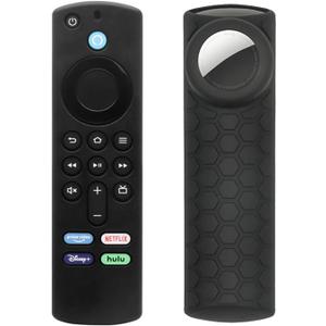 Compatible Alexa 3rd Gen Remote Cover with Holder, 2 in 1 Silicone Protective Sleeve for Holder and TV 3rd Gen Remote Control, Black