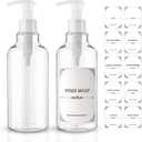 Plastic Soap Dispenser Empty Pump Bottles 16.9oz 2 Pack Refillable Liquid Hand Soap Bottle with Leak-Proof Pump for Kitchen, Bathroom, Office Clear