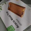 Joy&Grace Ottoman Tray for Living Room, Large Acacia Wooden Serving Tray with Handles for Coffee Table, Breakfast in Bed, Food Dinner, Decorative Tray (Color Natural, 16.7" x 12.8" x 2")