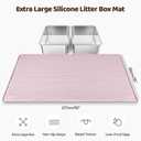 Cat Litter Mat, XXL Extra Large 50" x 35" Silicone Mat Litter Trapping Mat for Scatter Control, Soft on Kitty Paws, Easy to Clean (Pink)