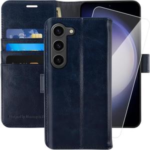 MONASAY Wallet Case Compatible for Galaxy S23+Plus 5G,[RFID Blocking] Flip Folio Leather Cell Phone Cover with Credit Card Holder6.6 inch, Blue