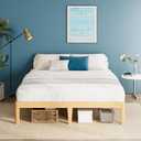 14 Inch High Bamboo Wood King Size Bed Frame, Steel Slats Support King Bed Frame, Sturdy, No Box Spring Needed, Easy Assembly, Noise Free