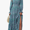 PRETTYGARDEN Women's Floral Maxi Dress 2025 Fall Long Sleeve V Neck Casual A Line Long Flowy Boho Party Dresses, XL