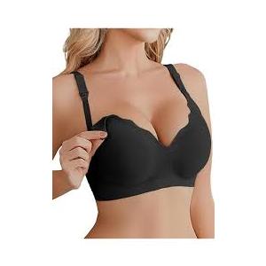 Easybunny Scalloped Nursing Bras for Breastfeeding Seamless Wireless Maternity Bras for Pregnancy Soft Sleep Support Bra S