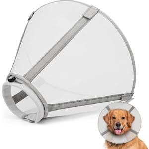 Dog Cone Collar to Stop Licking, Mesh Recovery Collar After Surgery for Large Medium Small Dogs, Alternative to Elizabeth Cone of Shame (White,1) (1(Neck:7-9in, Depth:6.5in))