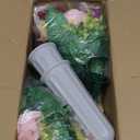 Dolicer 2 Sets Artificial Cemetery Flowers for Grave, Realistic Grave Flowers Memorial Flower UV Resistant Silk Rose Lily Flower with Vase for Cemetery Decorations (Colorful) (Purple, Pink)