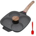 Bobikuke Egg Pan, Egg Frying Pan with Lid Nonstick 4 Cups Pancake Pan Fried Egg Pan for Breakfast  Black