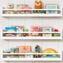 Harwaya White Toddler Wall Bookshelf for Kids Room, 36 Inch Long Floating Nursery Book Shelves for Wall, Wide Hanging Bookshelves for Baby Girl Boy Childrens Kid Bedoom Playroom -Set of 3