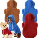 Reginary 3 Pcs Winter Fuzzy Dog Sweaters Girl Boy Dog Hoodies Puppy Hooded Sweatshirts, Warm Soft Fall Cold Comfort Pet Clothes Pet Coats for Small to Large(M)