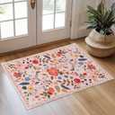 Entryway Rug Door Mat Indoor Entrance 2x3 Rug Non Slip Machine Washable Area Rugs Small Pink Boho Floral Front Door Entry Rug Mat Low Pile Carpet Throw Rugs for Entryway Bedroom Kitchen