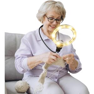 15X Hands Free Magnifying Glass with Light, Rechargeable 1200mAh Neck LED Magnifier with 6 Light Modes for Seniors, Jewelers, Crafts, Painting, Read, Close Work