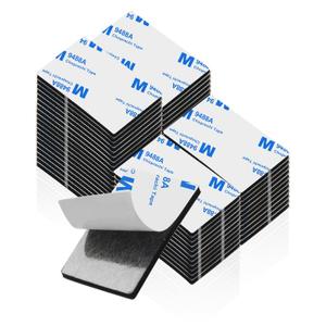 Double Sided Tape Heavy Duty, Double Sided Tape for Walls,48Pcs 2 Sided Sticky Waterproof Pads,1.96 * 1.18 Inch Super Strong Removable Double-Sided Foam, Mounting Black Tape for Hanging (Pack of 48 Rectangles)