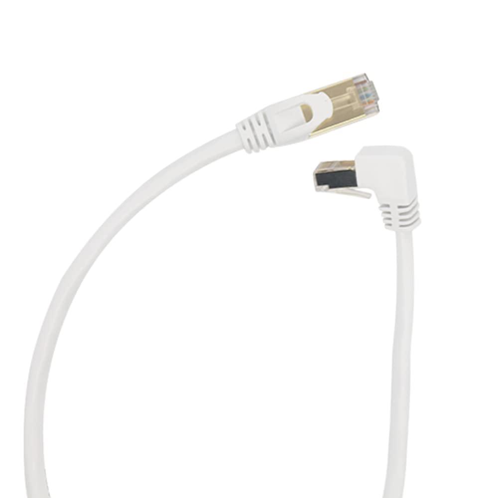 Cat6 Ethernet Cable 90 Degree Downward Right Angle, Cat 6 Right Angle Ethernet Cable for Router,Modem,TV Box,24 AWG Cat6 Network Cable White (UP Angle, 16 FT)