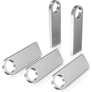 ABLAZE 64GB Flash Drive 5 Pack, Metal USB 2.0 Thumb Drives with Keychains USB Stick Pendrive (Sliver)
