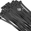 100PCS 18 inch Black Zip Ties 120LBS Tensile Strength Self-Locking heavy duty UV Resistant Cable Tie Wraps for indoor and outdoor use(Black)