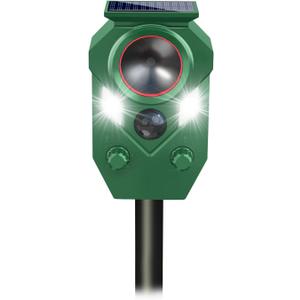 Solar Animal Repellent,Ultrasonic Cat Repellent Outdoor with Motion Sensor,Waterproof Deer Repellent with Flahing Light Defender Mouse,Squirrel,Raccoon,Skunk,Rabbit,Dog for Yard Farm Garden-2 Pack