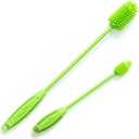 GrandTies Silicone Cleaning Brush Set | Extra Long Brush for Narrow Neck, Water Bottle, Cup, Mug, Blender, Tumbler, Hydro Flask, Baby Bottle, Wine Glass (Fresh Mint)