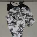 NECIOUS Girls Swimsuit, 3 Piece Bikini Bathing Suit Tropical Floral Swimwear with Cover Up Pants 7-16Y (13-14 Years, Black)