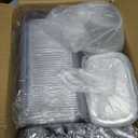 Tanlade 100 Pack 9oz Clear Dessert Cups with Lids and Sporks Rectangle Plastic Cups Disposable Parfait for Banana Pudding Appetizer Mousse Fruit Cupcakes Yogurt Oatmeal Serving