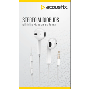 Acoustix Stereo Audiobuds with In-Line Microphone and Remove White