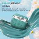 for AirPods Pro 3 Case (2025) DamonLight Floral Engraved Shockproof Protective Soft Silicone Case Cover with Cleaning Pen and Floral Keychain for Apple Airpods Pro 3rd Generation (Forest Green)