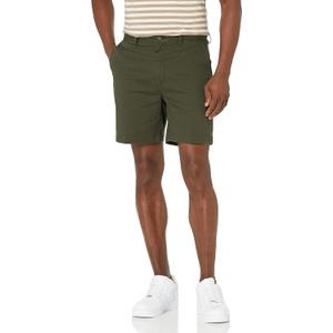 Amazon Essentials Mens Classic-Fit 7" Chino Shorts (29, Dark Olive)