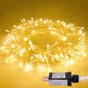 JMEXSUSS 100 LED String Lights Indoor Bedroom, 8 Modes Warm White Christmas Lights Plug in, 33ft Connectable Room Fairy Twinkle Light Outdoor for Mirror Room Home Garden Xmas Tree