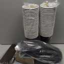 Lamosi 16 oz Coffee Cups 50 Pack, Disposable Coffee To Go Cups with Lids, Stir Sticks and Sleeves, 16 oz Black Hot Paper Cup for Home, Travel, Office