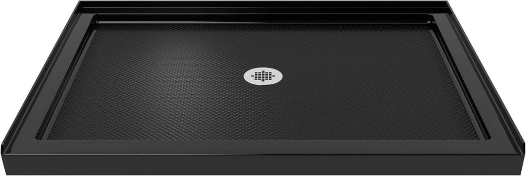 DreamLine SlimLine 36 in. D x 42 in. W x 2 3/4 in. H Center Drain Single Threshold Shower Base in Black, DLT-1136420-88