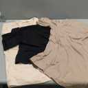 Huukeay 3 Pack Women's Half Sleeve T-Shirts, Crew Neck Elbow Length Tops Loose Casual Basic Tees Summer Cotton Tunic Tops (Large, Black, Cream, Khaki)