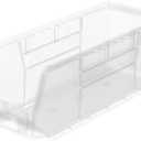 Akro-Mils 30224 AkroBins Plastic Storage Bins, Space-Saving Stackable Bins for Garage, Pantry, Craft Organization, 11" L x 4" W x 4" H, Clear, 12-Pack