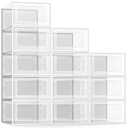 SEE SPRING XLarge Shoe Storage Box Fit Size 11, Clear Plastic Stackable Shoe Organizer for Closet, Space Saving Foldable Shoe Rack Sneaker Container Bin Holder, 12 Pack Clear