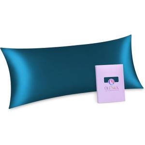 OLESILK Silk Body Pillowcase 20x54 Zippered: 100% Mulberry Silk for Hair and Skin, Breathable and Soft for Pregnant and Family, Green (Royalblue) OLESILK Silk Body Pillowcase 20x54 Zippered: 100% Mulberry Silk for Hair and Skin, Breathable and Soft for Pregnant and Family, Green (Royalblue)