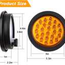 Partswcgg 4Pcs 4 Inch Round Amber Strobe Lights 24 LED Trailer Tail Lights with Stobe Solid Flash Patterns for Truck Towing Trailer Lamps Warning Waterproof w/Grommets and 3 Prong Plug 10V-30V