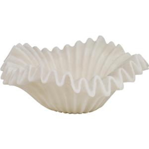 Braxio White Decorative Bowl  Resin Ruffle Bowl for Entryway, Dining Table Centerpiece, Fruit or Key Holder for Modern Home Decor, 12 Inch Art Deco Style