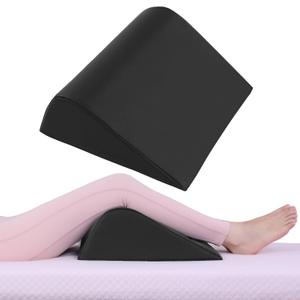HOMBYS Wedge Bolster Pillow for Legs,Knee Wedge Pillow for Massage Table,Triangle Massage Bolsters for Under Legs,PU Leather Waterproof Foam Tatoo Pillow (Black)