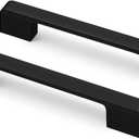 Rergy Cabinet Pulls Kitchen Handles for Cabinets, 10Pack Black 5inch Hole Center, Square Drawer Hardware Zinc Alloy Dresser Handle for Cupboard (5"/128MM Hole Center)