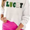 SELINK Women's Valentines Sweater Crew Neck XOXO Heart Print Casual Long Sleeve Pullover Tops Sweaters (L)